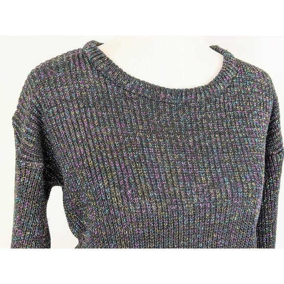 Vintage 1980s Flashy Metallic Black Pullover Sweater Shiny 80s Pop Queen Fashion - Picture 6 of 8